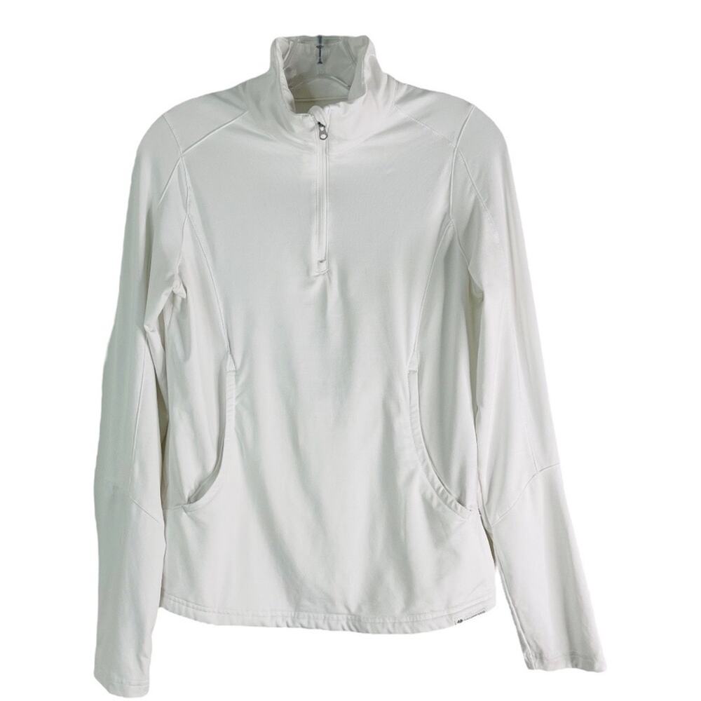 Obermeyer white 1/4 zip activewear outdoor athletic stretchy pullover top XL